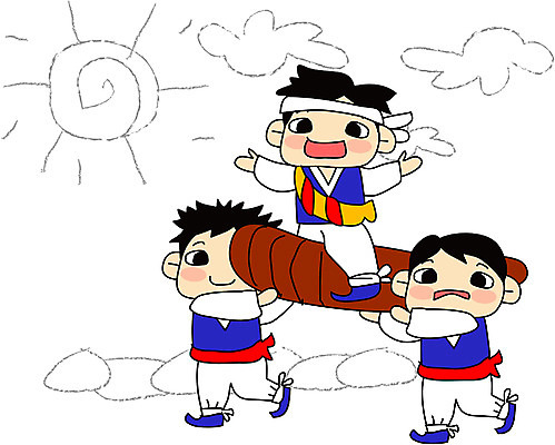 EPS 주간 전신 클립아트 한국문화 한국전통 명절 남자 어린이 일러스트 한국 서기 사람 소년 야외 세명 추석 축제 전통놀이 공연 전통의상 한복 사물놀이 전통공연 기마전 남자만 어린이만 소년만 국내일러스트 자연요소 동양문화 전통 기념일 아시아 모션 놀이 이벤트 경기 파일형식 벡터