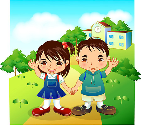 EPS 주간 캐릭터 여자 어린이교육 교육 남자 어린이 일러스트 학교 교육캐릭터 초등학교 사람 소녀 소년 야외 두명 라이프 친구 스쿨라이프 인사 어린이만 일러캐릭터 자연요소 라이프스타일 관계 생활 예절 파일형식 벡터