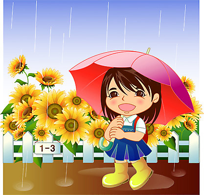 EPS 주간 캐릭터 여자 어린이교육 교육 초등학생 어린이 꽃밭 일러스트 우산 학교 해바라기 교육캐릭터 초등학교 한명 사람 소녀 야외 비 화단 흐림 여자만 여자한명만 어린이만 소녀만 소녀한명만 일러캐릭터 자연요소 1 학생 꽃 날씨 파일형식 벡터