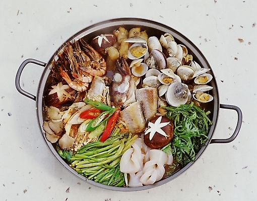 포토 JPG 스튜디오촬영 한국문화 한식 음식 식재료 사람없음 찌개 해물전골 해물찌개 국내포토 동양문화 한국 실내 전골 파일형식