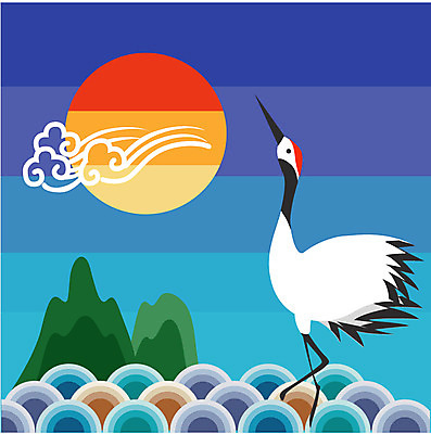 자연요소 동물 전통 문양 명절 기념일 무늬 조류 한국 미술 파일형식 벡터 학 설날 새해 전통무늬 전통문양 척추동물 동양화 야외 야간 사람없음 EPS 클립아트 일러스트 한국전통 백그라운드 국내일러스트