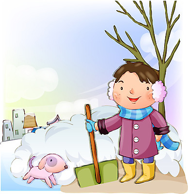 EPS 주간 계절 여자 기념일 남자 종교 초등학생 어린이 크리스마스 겨울 일러스트 한명 사람 소녀 소년 야외 눈 개 눈치우기 어린이만 국내일러스트 자연요소 1 학생 포유류 날씨 이벤트 치우기 파일형식 벡터