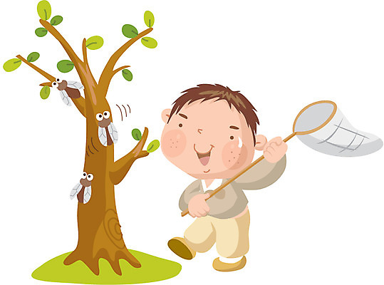 EPS 클립아트 사계절 계절 남자 초등학생 어린이 일러스트 한명 사람 소년 야외 여름 절기 곤충채집 매미 하지 남자만 남자한명만 어린이만 소년만 소년한명만 국내일러스트 1 학생 곤충 수집 파일형식 벡터