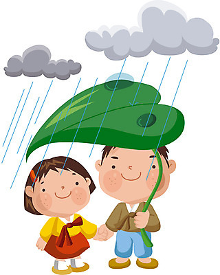 EPS 클립아트 사계절 계절 여자 남자 일러스트 사람 두명 여름 비 절기 소서 국내일러스트 자연요소 날씨 파일형식 벡터
