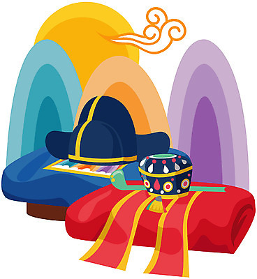 EPS 클립아트 잡화 결혼 일러스트 이벤트 사람없음 한복 전통혼례 족두리 혼례복 국내일러스트 한국전통 전통소품 전통의상 전통의례 파일형식 벡터