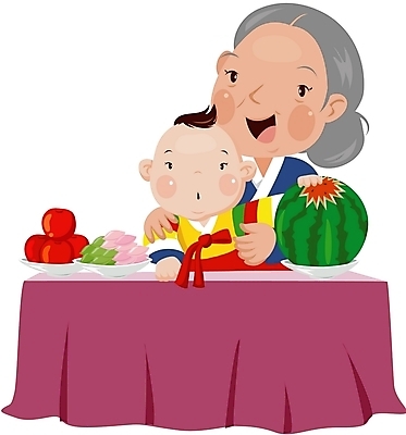 EPS 클립아트 여자 할머니 일러스트 손자 대가족 사람 이벤트 두명 아기 돌잔치 백일잔치 첫돌 여자만 국내일러스트 노년 남자 가족 돌_생일 손주 잔치 파일형식 벡터