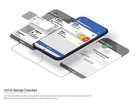 EPS 해외이미지 템플릿 일러스트 비즈니스 모바일 사람없음 그래픽 스마트폰 핸드폰 세트 3D 디지털 스크린 인포그래픽 정보 어플리케이션 페이지 온라인 전자상거래 UI 소셜미디어 소프트웨어 인터페이스 터치스크린 와이어프레임 해외202004 해외일러스트 전자제품 스마트기기 디지털합성 파일형식 벡터