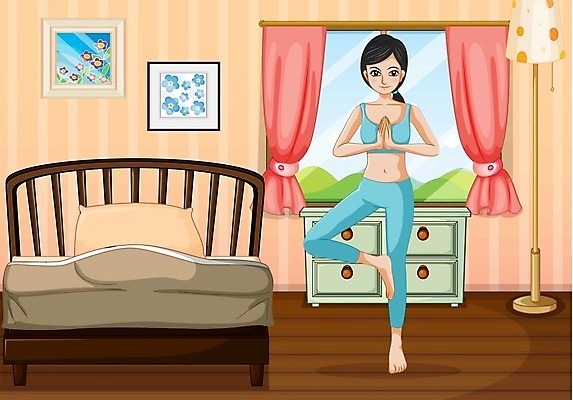 EPS 해외이미지 주간 여자 일러스트 요가 창문 베개 유리 바닥 주택 프레임 실내 건강 사람 목재 그래픽 10대 초록색 파란색 운동 노란색 침실 방 침대 램프 커튼 언덕 명상 그림 타이즈 해외202004 해외일러스트 자연요소 나무 웰빙 컬러 가구 재료 침구 청소년 재질 조명 내부 건물 파일형식 벡터