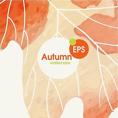 EPS 해외이미지 식물 백그라운드 잎 일러스트 자연 수채화 사람없음 빨간색 노란색 가을 해외202004 해외일러스트 계절 컬러 생태계 파일형식 벡터