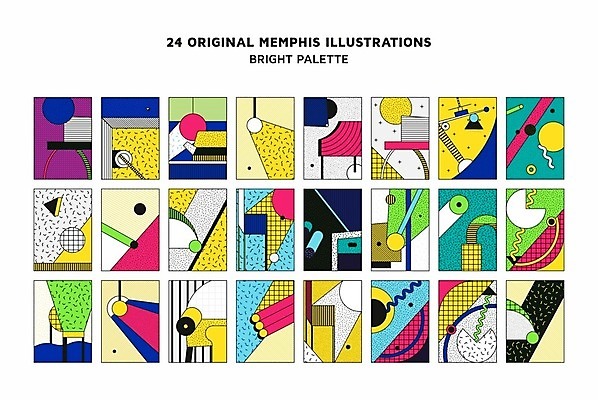EPS 해외이미지 디자인 패턴 일러스트 추상 미술 사람없음 세트 팝아트 기하학 멤피스디자인 해외202004 해외일러스트 무늬 문화예술 그림 파일형식 벡터