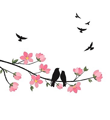 EPS 해외이미지 꽃 실루엣 일러스트 사람없음 낭만 벚꽃 나뭇가지 해외202004 해외일러스트 나무 식물 컨셉 촬영기법 파일형식 벡터