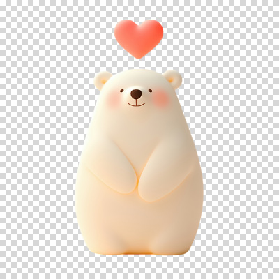편집이미지 사랑 미소 누끼 사람없음 3D 귀여움 기쁨 하트 곰캐릭터 북극곰 PNG 아이보리 위생복 모양 감정 컬러 동물캐릭터 컨셉 곰 표정 디지털합성 파일형식