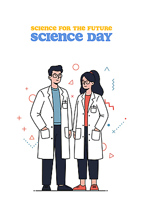 전신 도형 여자 남자 일러스트 직업캐릭터 실험 미소 성인 두명 실험복 연구원 과학자 주머니손 과학의날 성인만 국내일러스트 일러캐릭터 AI파일 직업 캐릭터 과학 모션 표정 사람 가운 학자 파일형식 벡터 법정기념일