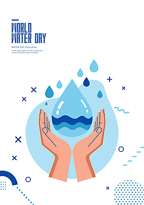 손 일러스트 신체부위 물 파란색 물방울 세계물의날 국내일러스트 AI파일 자연요소 컬러 사람 파일형식 벡터 법정기념일