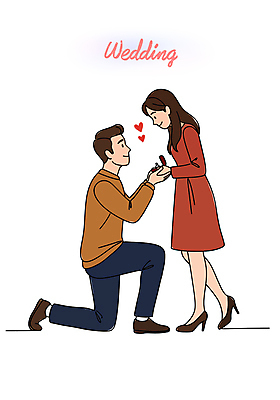 전신 여자 남자 프로포즈 일러스트 미소 성인 두명 하트 무릎꿇기 결혼반지 성인만 국내일러스트 AI파일 모양 결혼 모션 표정 사람 반지 파일형식 벡터