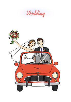 여자 남자 신부 부케 웨딩드레스 허리손 신랑 일러스트 신혼부부 자동차 면사포 미소 들기 앉기 턱시도 상반신 성인 두명 신혼 성인만 국내일러스트 AI파일 부부 드레스 육상교통 꽃다발 포즈 결혼 모션 표정 사람 정장 결혼소품 파일형식 벡터