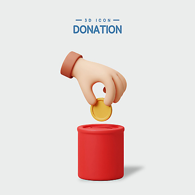 PSD 편집이미지 손 신체부위 빨간색 3D 동전 잡기 나눔 기부함 편집3D 컬러 돈 모션 사람 디지털합성 기부 파일형식