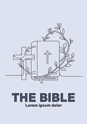 기독교 줄기 십자가 잎 라인일러스트 일러스트 사람없음 파란색 성경 천주교 덩굴 라인아트 국내일러스트 AI파일 식물 종교 선 컬러 종교용품 파일형식 벡터