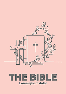 기독교 줄기 분홍색 십자가 잎 라인일러스트 일러스트 사람없음 성경 천주교 덩굴 라인아트 국내일러스트 AI파일 식물 종교 선 컬러 종교용품 파일형식 벡터