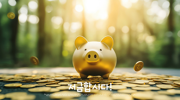 PSD 편집이미지 사람없음 햇빛 동전 저축 돼지저금통 숲속 보케 이미지편집 돈 금융 태양 저금통 숲 파일형식