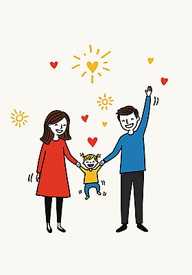 전신 여자 남자 행복 어린이 일러스트 가족 미소 소녀 성인 세명 손들기 손잡기 점프 하트 국내일러스트 일러캐릭터 AI파일 모양 캐릭터 감정 관계 모션 표정 사람 파일형식 벡터