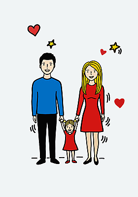 전신 여자 남자 행복 어린이 일러스트 가족 미소 소녀 성인 세명 손잡기 하트 국내일러스트 일러캐릭터 AI파일 모양 캐릭터 감정 관계 모션 표정 사람 파일형식 벡터