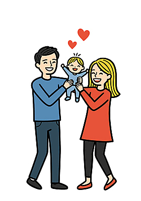 전신 여자 남자 행복 어린이 일러스트 가족 미소 들기 소년 성인 세명 하트 국내일러스트 일러캐릭터 AI파일 모양 캐릭터 감정 관계 모션 표정 사람 파일형식 벡터