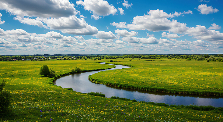 JPG 구름 편집이미지 자연 하늘 초원 사람없음 초록색 강 맑음 봄풍경 편집실사 AI포토 AI콘텐츠 자연요소 컬러 날씨 풍경 봄 CG 생태계 파일형식