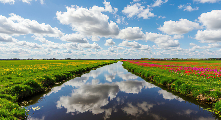 JPG 구름 편집이미지 꽃밭 자연 하늘 초원 사람없음 초록색 강 맑음 봄풍경 편집실사 AI포토 AI콘텐츠 자연요소 꽃 컬러 날씨 풍경 봄 CG 생태계 파일형식