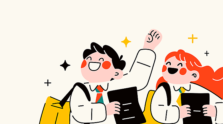 여자 남자 가방 일러스트 미소 들기 정장 상반신 성인 두명 반짝임 손들기 업무 비즈니스맨 비즈니스우먼 즐거움 성인만 국내일러스트 AI파일 잡화 옷 감정 비즈니스 모션 표정 사람 작업 직장인 파일형식 벡터