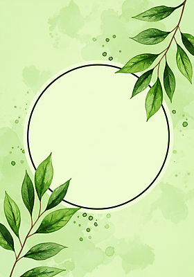 JPG 일러스트 나뭇잎 사람없음 초록색 원형프레임 카피스페이스 국내일러스트 AI일러스트 AI콘텐츠 컬러 잎 프레임 공백 원형 파일형식
