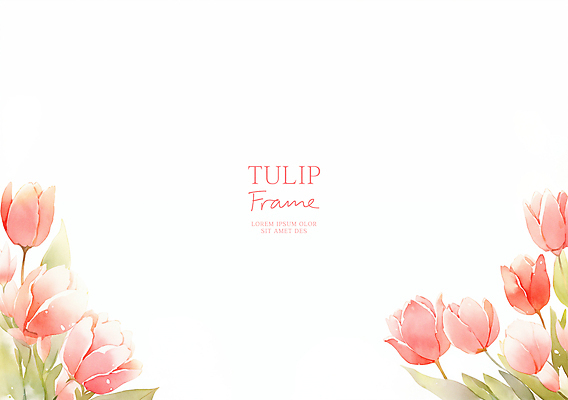 PSD 분홍색 잎 일러스트 사람없음 튤립 꽃프레임 카피스페이스 국내일러스트 식물 꽃 컬러 프레임 공백 파일형식