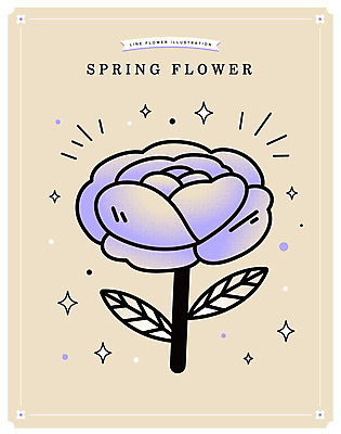 잎 일러스트 봄꽃 사람없음 반짝임 장미 보라색 라인아트 엘리먼트 국내일러스트 AI파일 식물 꽃 선 컬러 모션 봄 파일형식 벡터