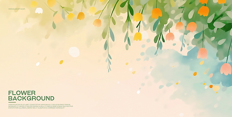 PSD 꽃 백그라운드 잎 일러스트 수채화 사람없음 연두색 풀 번짐 감성 싱그러움 국내일러스트 식물 컨셉 초록색 파일형식 효과
