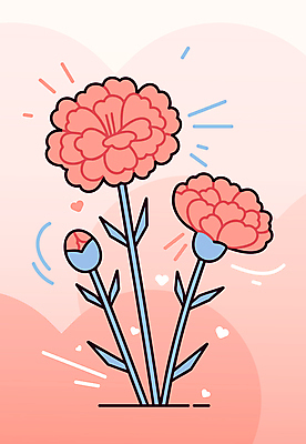 일러스트 사람없음 어버이날 카네이션 꽃봉오리 가정의달 코랄 국내일러스트 AI파일 기념일 꽃 컬러 5월 파일형식 벡터