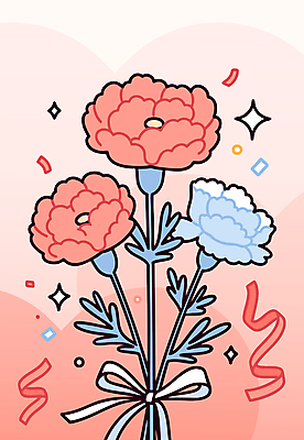 꽃다발 일러스트 사람없음 반짝임 어버이날 카네이션 꽃봉오리 꽃가루 가정의달 코랄 국내일러스트 AI파일 기념일 꽃 컬러 모션 5월 가루 파일형식 벡터