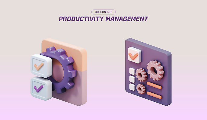 도형 PSD 아이콘 관리 사람없음 3D아이콘 3D 보라색 제조 오브젝트 체크표시 톱니바퀴 그라데이션 엘리먼트 편집3D 컬러 디지털합성 확인 파일형식