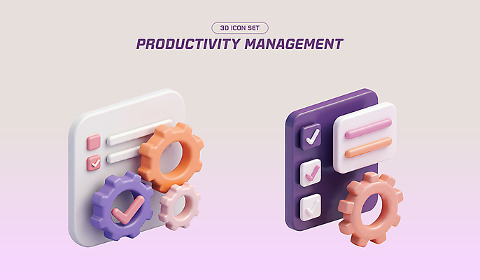 도형 PSD 아이콘 관리 사람없음 3D아이콘 3D 보라색 제조 오브젝트 체크표시 톱니바퀴 그라데이션 엘리먼트 편집3D 컬러 디지털합성 확인 파일형식