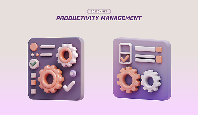 도형 PSD 아이콘 관리 사람없음 3D아이콘 3D 보라색 제조 오브젝트 체크표시 톱니바퀴 그라데이션 엘리먼트 편집3D 컬러 디지털합성 확인 파일형식