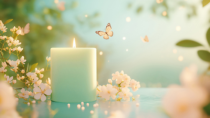 JPG 편집이미지 꽃 나비 촛불 사람없음 평화 풀 보케 힐링 편집실사 AI포토 AI콘텐츠 식물 곤충 컨셉 초 CG 파일형식