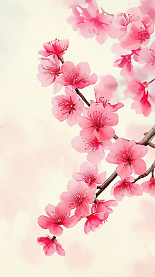 JPG 분홍색 일러스트 사람없음 벚꽃 나뭇가지 감성 국내일러스트 AI일러스트 AI콘텐츠 나무 꽃 컬러 컨셉 파일형식
