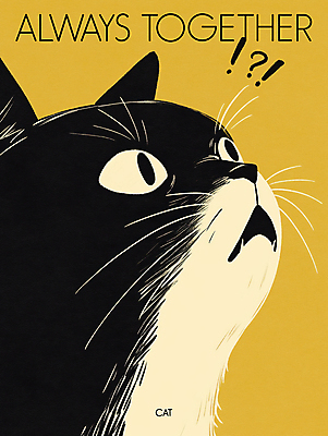 PSD 한마리 포스터 일러스트 사람없음 노란색 귀여움 고양이 놀람 물음표 느낌표 국내일러스트 1 기호 감정 컬러 컨셉 포유류 표정 반려동물 파일형식