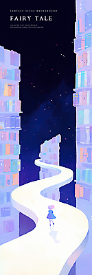 전신 PSD 여자 길 어린이 일러스트 밤하늘 동화 책장 한명 소녀 책 파란색 보라색 도서관 마법 상상력 몽환 환상 소녀한명만 국내일러스트 1 교육 컬러 가구 컨셉 하늘 사람 야간 여자한명만 소녀만 파일형식