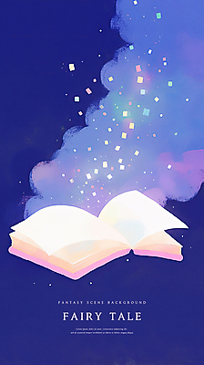 PSD 일러스트 동화 사람없음 책 파란색 빛 보라색 연기 마법 상상력 몽환 환상 국내일러스트 컬러 컨셉 파일형식