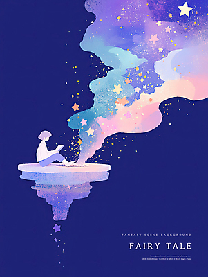 전신 PSD 여자 별 일러스트 동화 한명 들기 앉기 성인 책 파란색 독서 보라색 연기 마법 상상력 몽환 환상 성인여자한명만 국내일러스트 자연요소 1 컬러 컨셉 모션 사람 여자한명만 성인여자만 파일형식