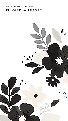 PSD 꽃 백그라운드 일러스트 나뭇잎 수채화 흑백 사람없음 검은색 감성 국내일러스트 식물 컬러 컨셉 잎 촬영기법 파일형식