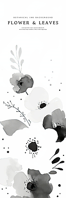 PSD 꽃 백그라운드 일러스트 나뭇잎 수채화 흑백 사람없음 검은색 감성 국내일러스트 식물 컬러 컨셉 잎 촬영기법 파일형식