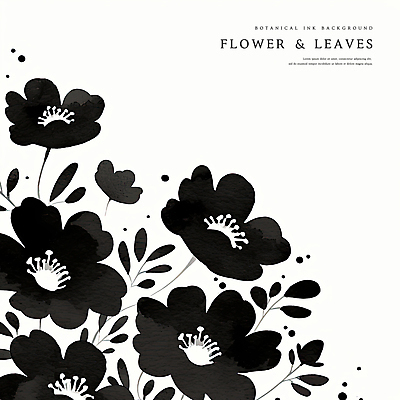 PSD 꽃 백그라운드 일러스트 나뭇잎 수채화 흑백 사람없음 검은색 감성 국내일러스트 식물 컬러 컨셉 잎 촬영기법 파일형식