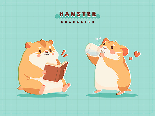 동물캐릭터 스티커 일러스트 들기 앉기 사람없음 책 물 독서 귀여움 주황색 마시기 하트 물통 햄스터 민트색 국내일러스트 일러캐릭터 AI파일 자연요소 모양 동물 캐릭터 컬러 컨셉 모션 반려동물 설치류 파일형식 벡터