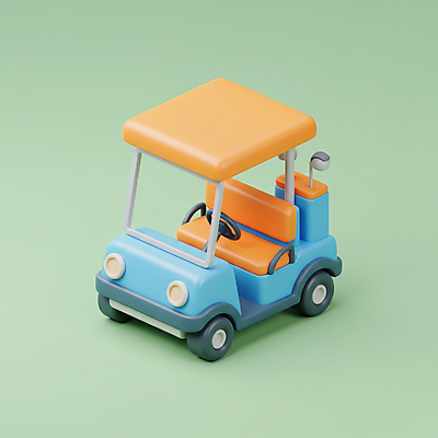 JPG 편집이미지 골프 사람없음 연두색 3D 골프채 오브젝트 골프카트 편집3D AI컴퓨터그래픽 AI콘텐츠 골프용품 초록색 구기 디지털합성 파일형식